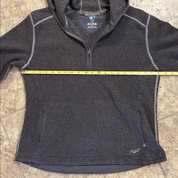 KUHL Women’s XL Charcoal Gray Quarter-Zip Fleece Hoodie - Picture 4 of 13